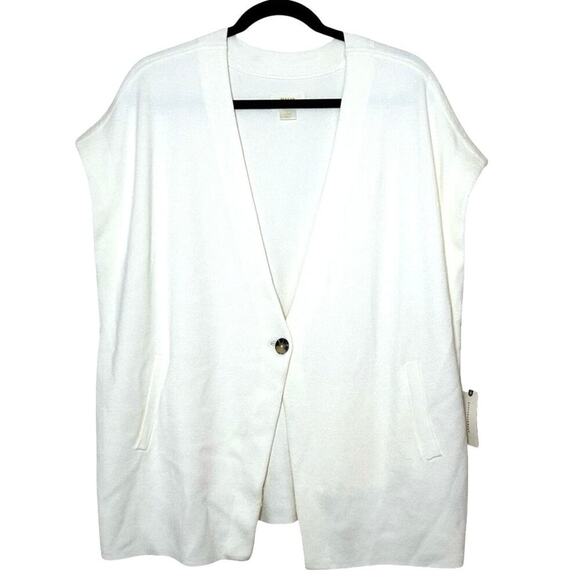 NWT Maeve By Anthropologie Women’s Oversized Muscle Sweater Vest Ivory Size L - Picture 2 of 8